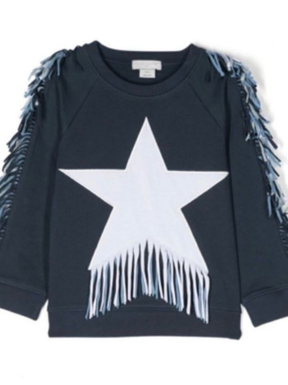 Stella McCartney Navy Sweatshirt with White Star and Fringe